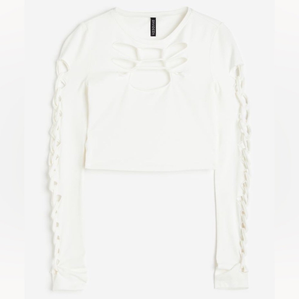 H&M CUT-OUT CROP TOP WHITE NEW WITH TAGS SIZE XS